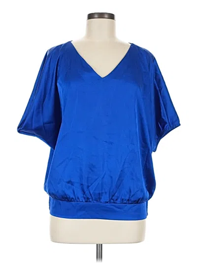 Pre-owned Express Short Sleeve Blouse In Blue