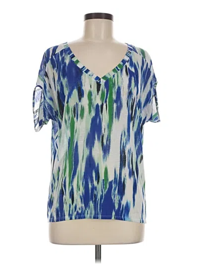 Pre-owned Express Short Sleeve Blouse In Blue