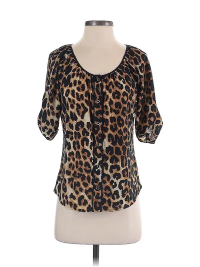 Pre-owned Express Short Sleeve Blouse In Brown