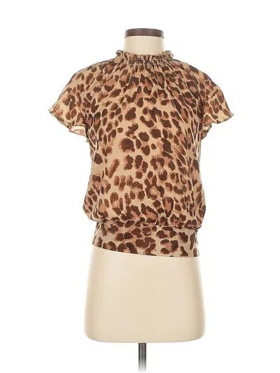 Pre-owned Express Short Sleeve Blouse In Brown