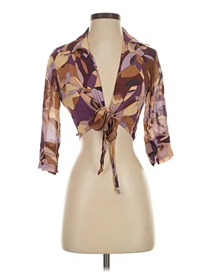 Pre-owned Express Short Sleeve Blouse In Brown