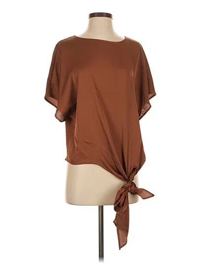 Express Short Sleeve Blouse In Brown