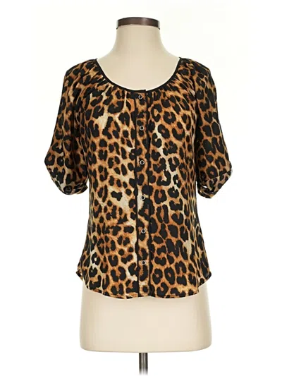 Pre-owned Express Short Sleeve Blouse In Brown