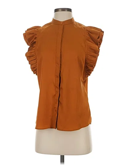 Pre-owned Express Short Sleeve Blouse In Brown