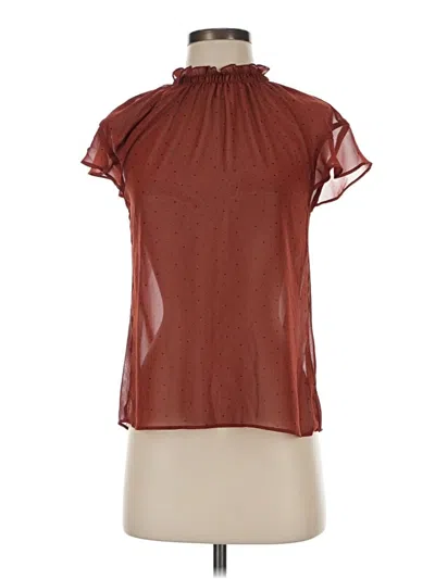 Pre-owned Express Short Sleeve Blouse In Brown