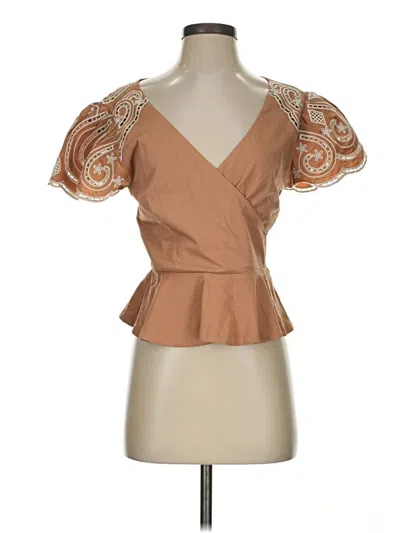 Pre-owned Express Short Sleeve Blouse In Brown