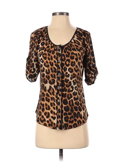 Pre-owned Express Short Sleeve Blouse In Brown