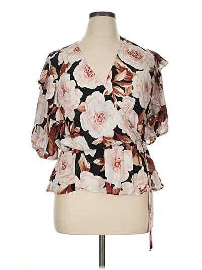 Pre-owned Express Short Sleeve Blouse In Brown