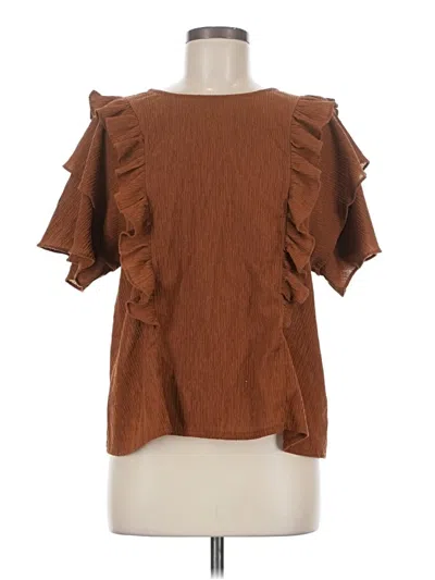 Pre-owned Express Short Sleeve Blouse In Brown