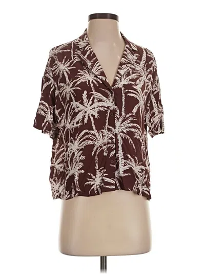 Pre-owned Express Short Sleeve Blouse In Brown