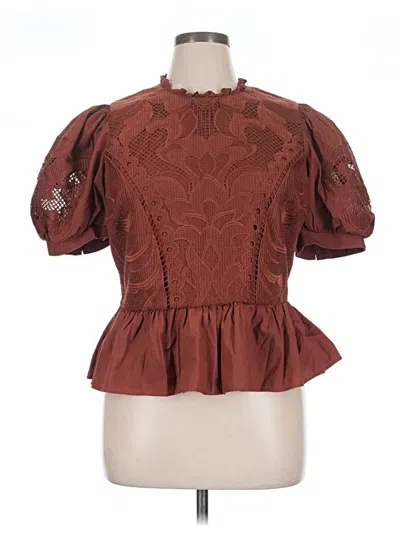 Pre-owned Express Short Sleeve Blouse In Brown