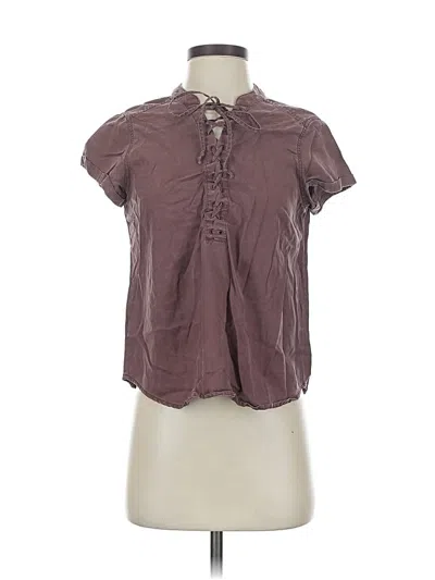 Pre-owned Express Short Sleeve Blouse In Burgundy