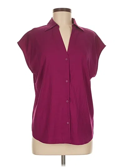 Pre-owned Express Short Sleeve Blouse In Burgundy