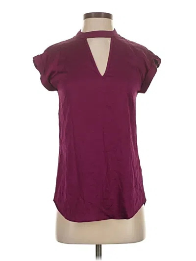 Pre-owned Express Short Sleeve Blouse In Burgundy