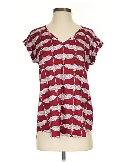Pre-owned Express Short Sleeve Blouse In Burgundy