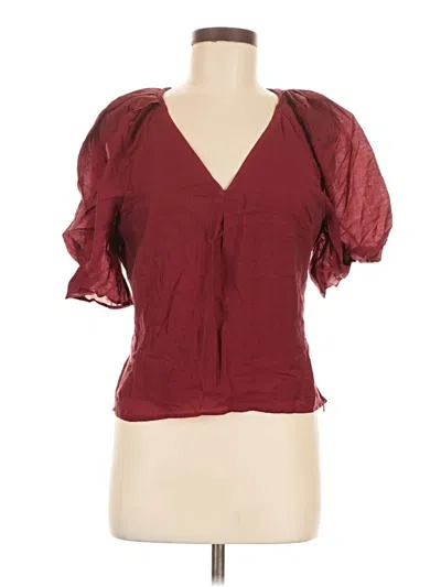 Pre-owned Express Short Sleeve Blouse In Burgundy
