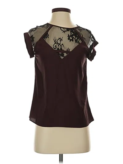Pre-owned Express Short Sleeve Blouse In Burgundy