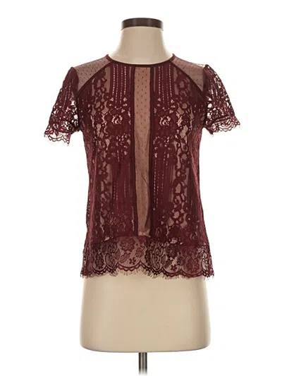 Pre-owned Express Short Sleeve Blouse In Burgundy