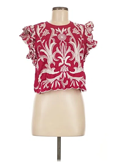 Pre-owned Express Short Sleeve Blouse In Burgundy