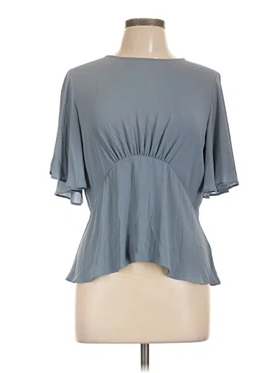 Pre-owned Express Short Sleeve Blouse In Gray