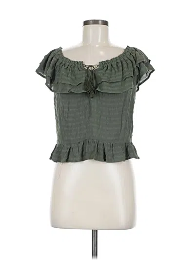 Pre-owned Express Short Sleeve Blouse In Green