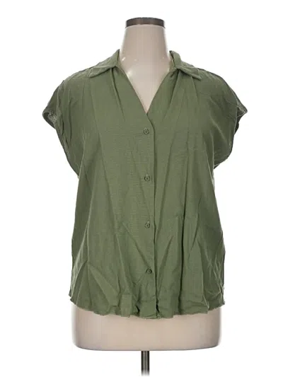 Pre-owned Express Short Sleeve Blouse In Green