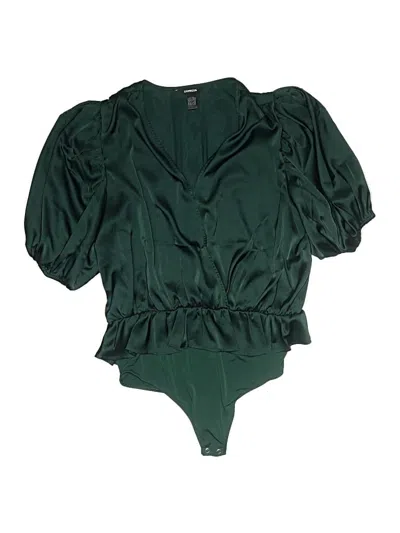 Pre-owned Express Short Sleeve Blouse In Green