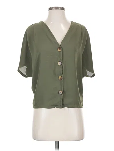 Pre-owned Express Short Sleeve Blouse In Green