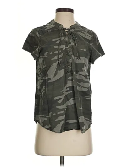 Pre-owned Express Short Sleeve Blouse In Green