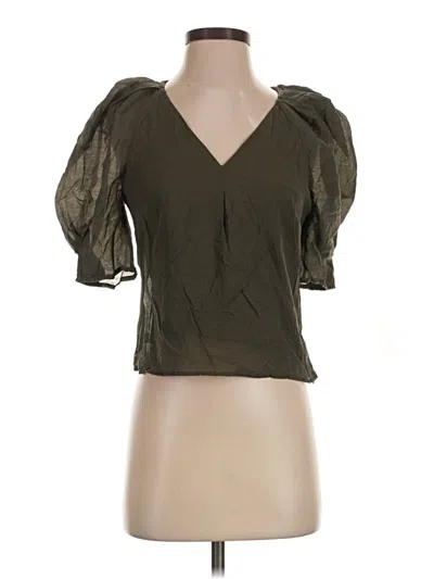 Pre-owned Express Short Sleeve Blouse In Green
