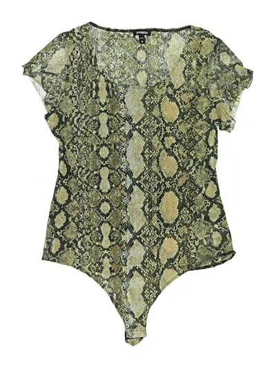 Pre-owned Express Short Sleeve Blouse In Green
