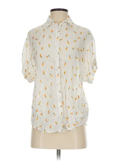 Pre-owned Express Short Sleeve Blouse In Ivory