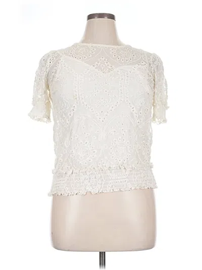 Pre-owned Express Short Sleeve Blouse In Ivory