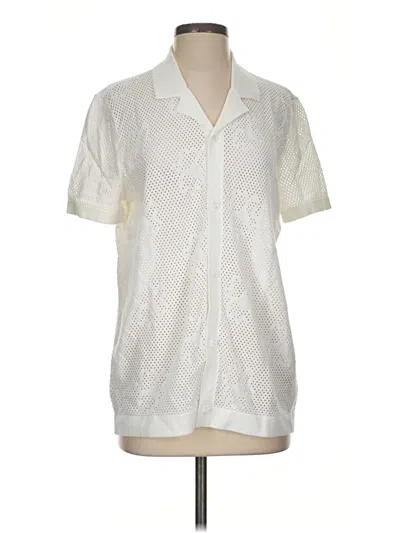 Pre-owned Express Short Sleeve Blouse In Ivory