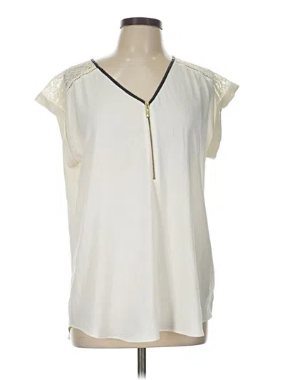 Pre-owned Express Short Sleeve Blouse In Ivory
