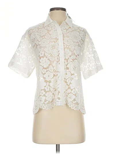 Pre-owned Express Short Sleeve Blouse In Ivory
