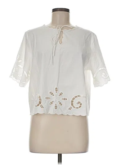 Pre-owned Express Short Sleeve Blouse In Ivory