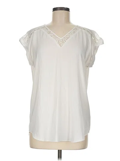 Pre-owned Express Short Sleeve Blouse In Ivory