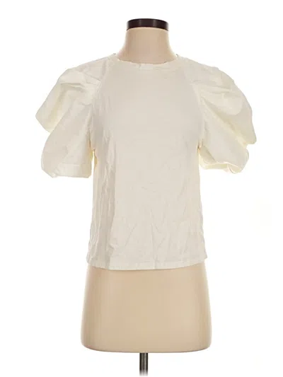 Pre-owned Express Short Sleeve Blouse In Ivory