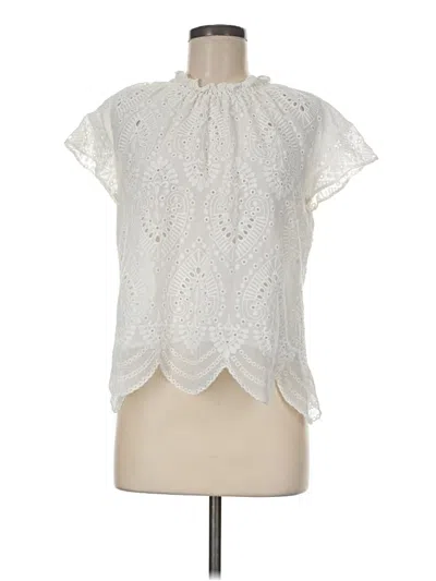 Pre-owned Express Short Sleeve Blouse In Ivory
