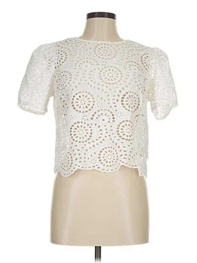 Pre-owned Express Short Sleeve Blouse In Ivory