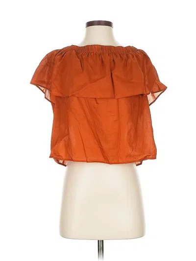 Pre-owned Express Short Sleeve Blouse In Orange