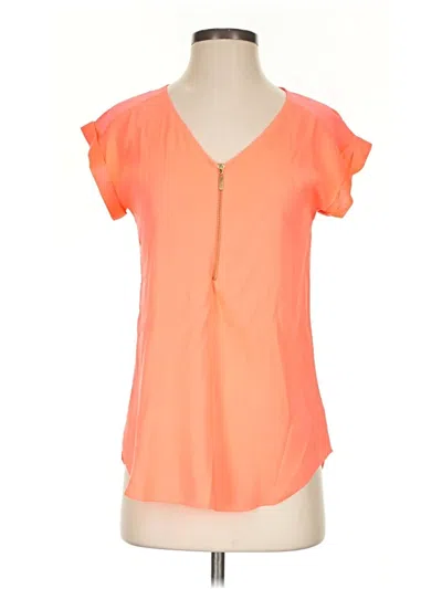 Pre-owned Express Short Sleeve Blouse In Orange