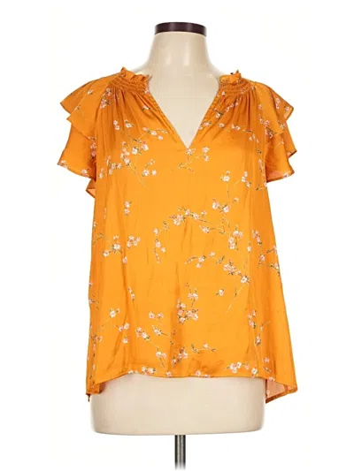 Pre-owned Express Short Sleeve Blouse In Orange