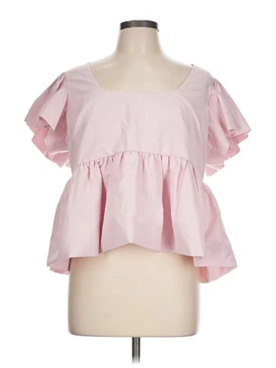 Pre-owned Express Short Sleeve Blouse In Pink