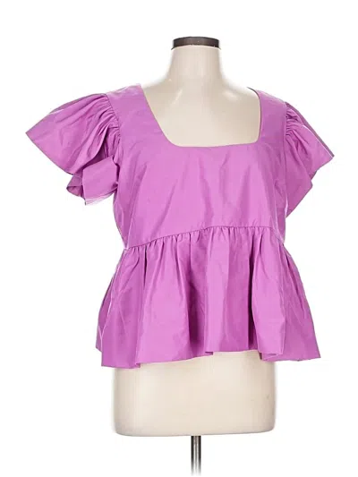 Pre-owned Express Short Sleeve Blouse In Purple