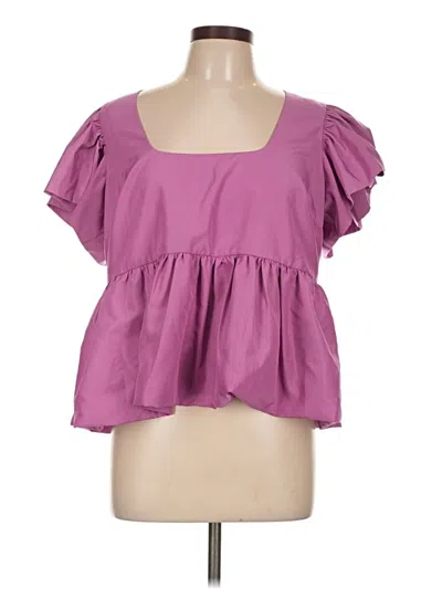 Pre-owned Express Short Sleeve Blouse In Purple