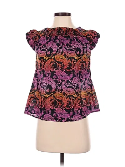 Pre-owned Express Short Sleeve Blouse In Purple
