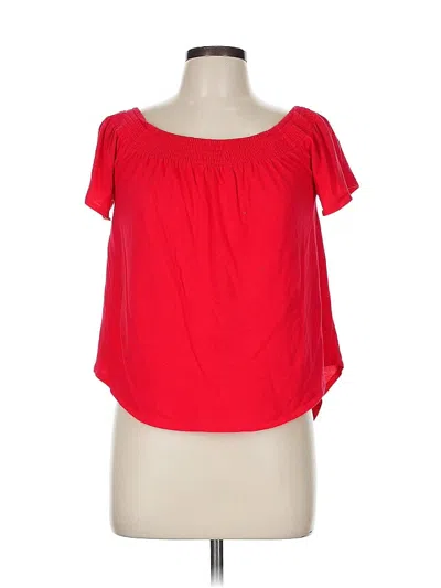 Pre-owned Express Short Sleeve Blouse In Red