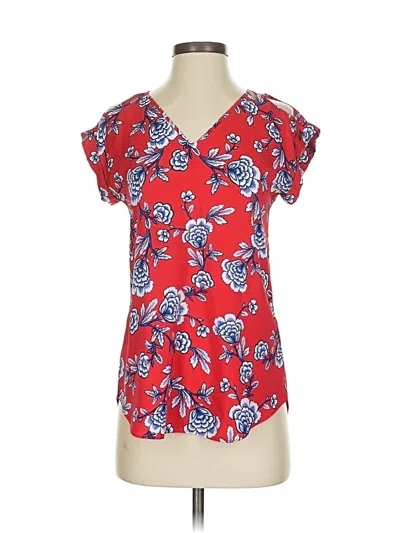 Pre-owned Express Short Sleeve Blouse In Red